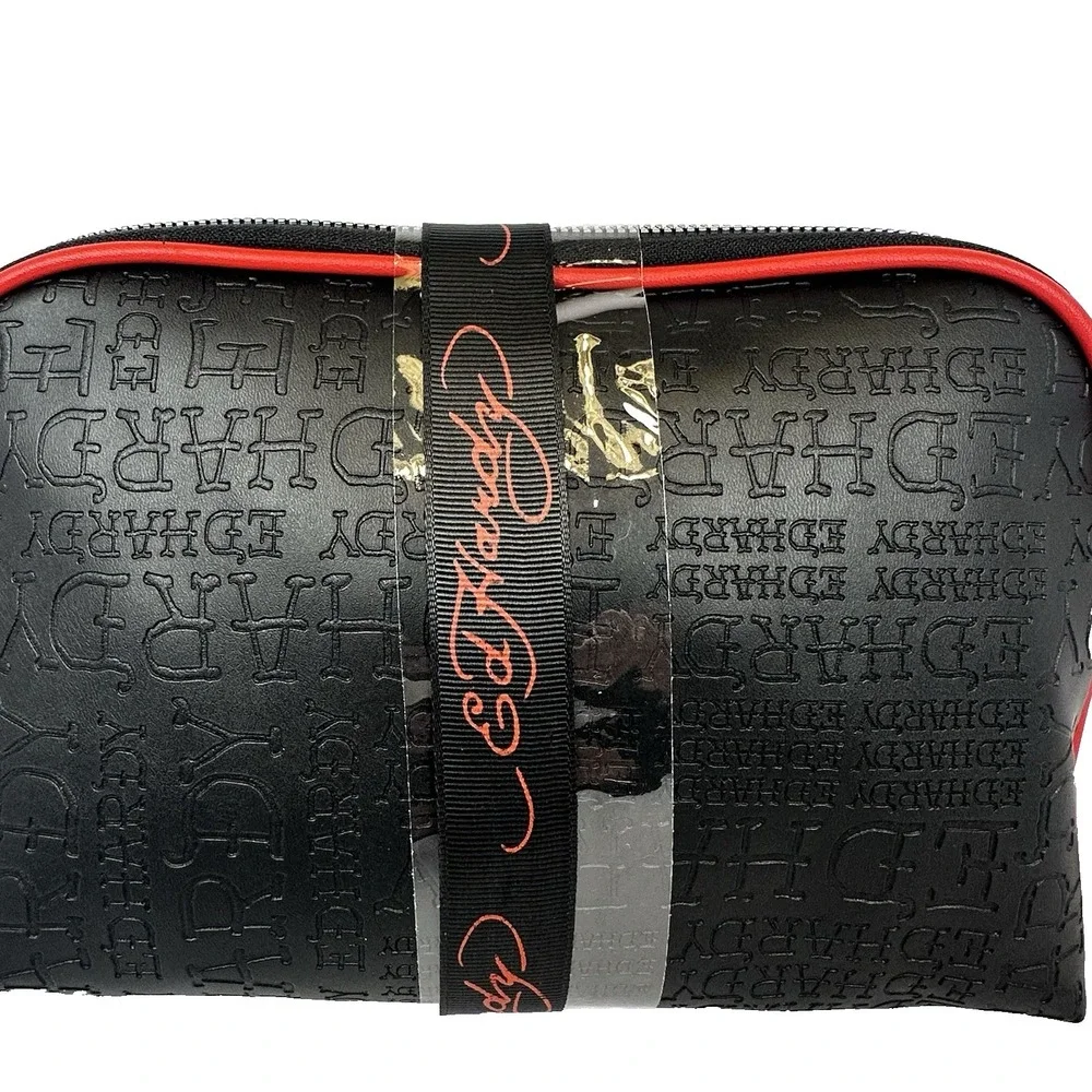 Ed Hardy Cosmetic Bag 2 Piece Set‎ Rhinestone Skull Hearts Tattoo Style NWT